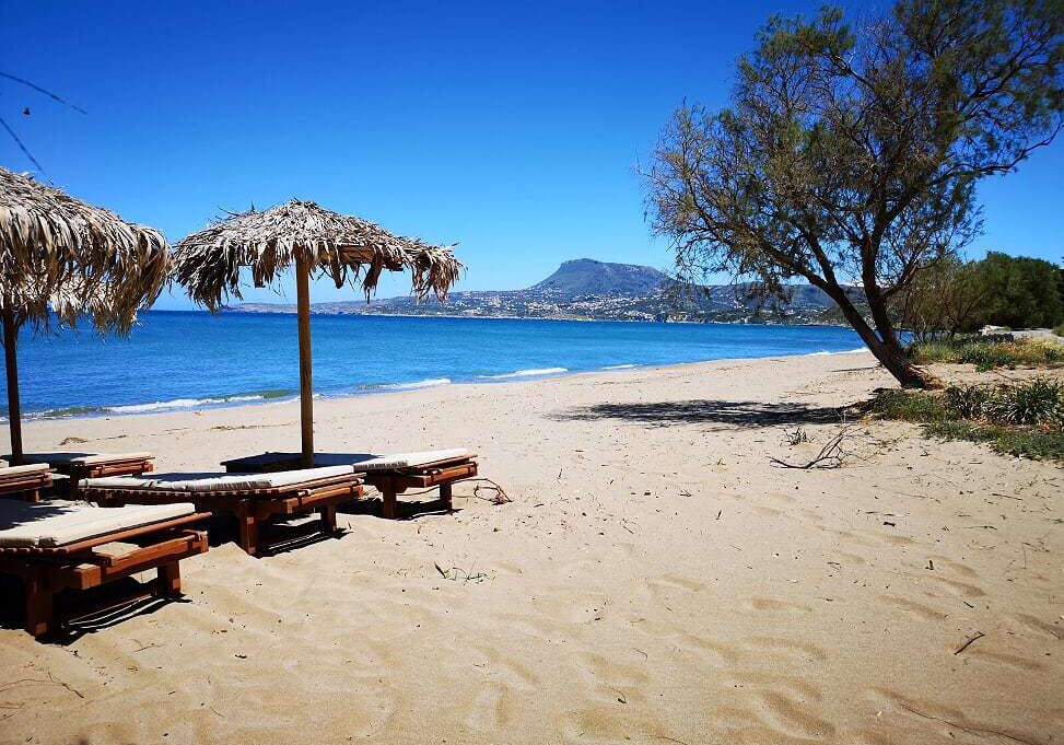 Sandy beach west of Kalyves perfect for swimming.